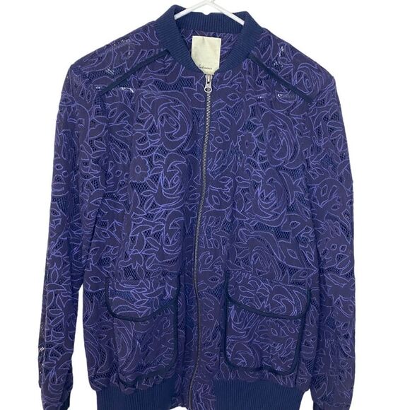 Anthro/Elevenses lace bomber jacket  - Picture 3 of 9